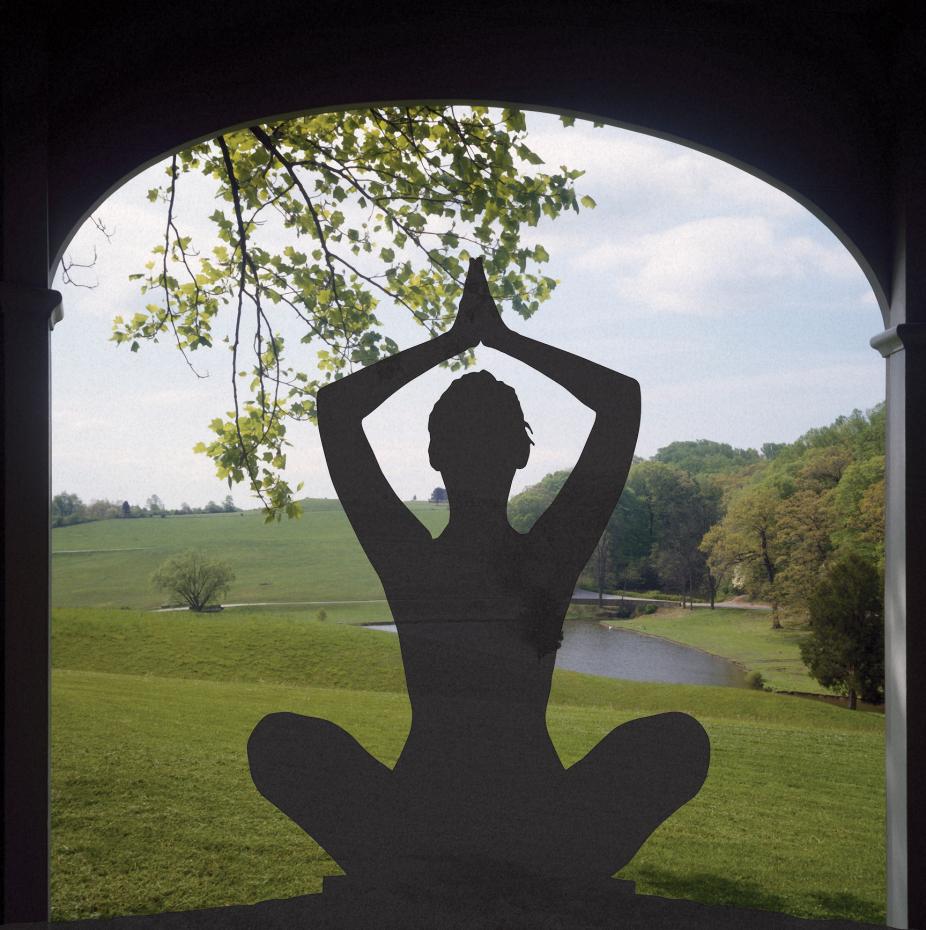 yoga in doorway